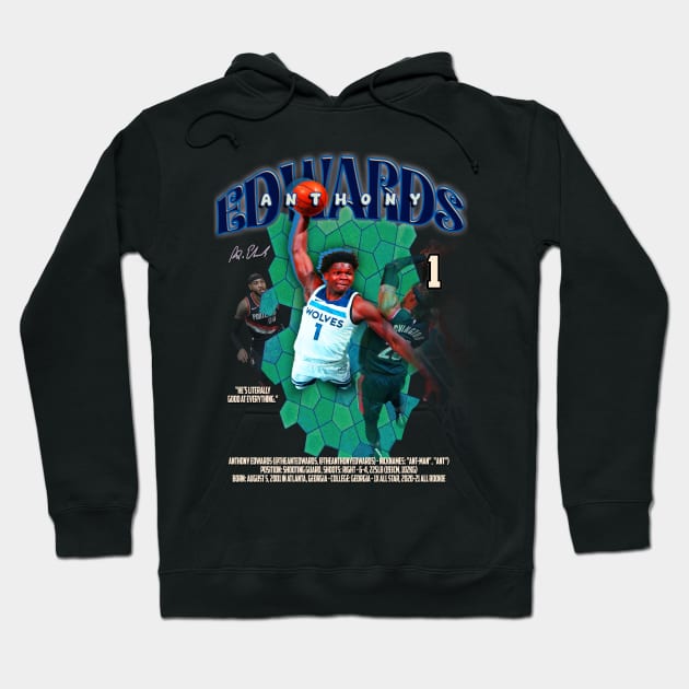 "Ant Man" Anthony Edwards Minnesota Timberwolves Graphic Vintage Basketball Bootleg Hoodie by dsuss